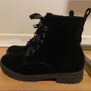 Black Velvet Combat Boots